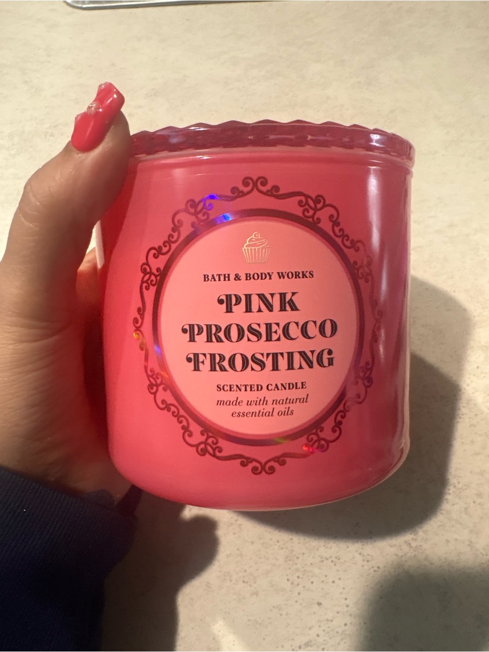 Bath & Body Works Pink Prosecco Frosting Scented Candle - Hot Pink